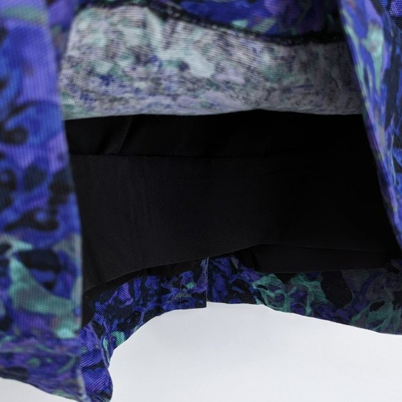 Talbots Pencil Skirt 6 Purple Green Black Floral Watercolor Roses Lined Zip Back - Picture 6 of 11